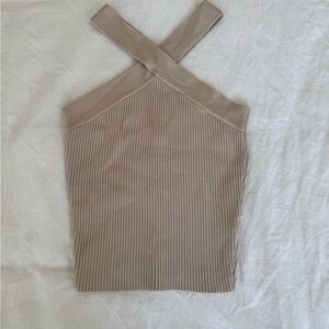 Beige Ribbed Top, S